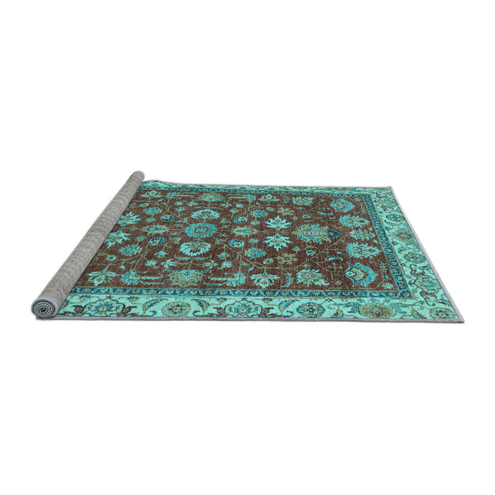 Sideview of Machine Washable Oriental Light Blue Traditional Rug, wshabs2390lblu