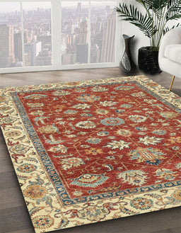 Abstract Red Oriental Rug in Family Room, abs2390