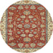 Round Abstract Red Oriental Rug, abs2390