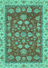 Machine Washable Oriental Turquoise Traditional Area Rugs, wshabs2390turq