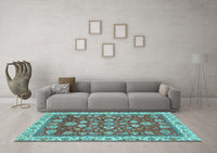 Machine Washable Oriental Light Blue Traditional Rug, wshabs2390lblu