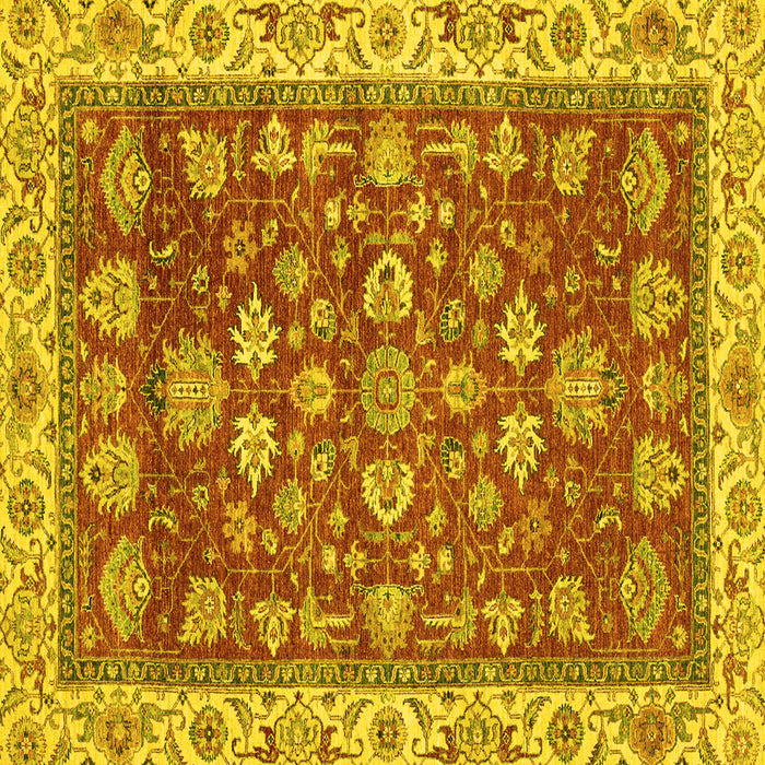 Square Machine Washable Oriental Yellow Traditional Rug, wshabs2390yw