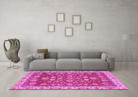 Machine Washable Oriental Pink Traditional Rug, wshabs2390pnk