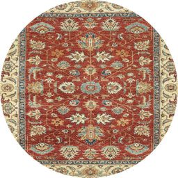Round Machine Washable Abstract Red Rug, wshabs2390