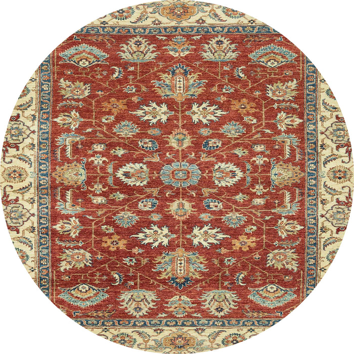 Round Machine Washable Abstract Red Rug, wshabs2390