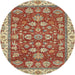 Round Machine Washable Abstract Red Rug, wshabs2390