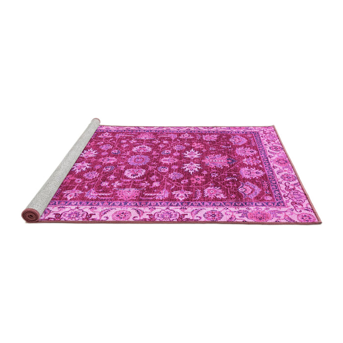 Sideview of Machine Washable Oriental Pink Traditional Rug, wshabs2390pnk