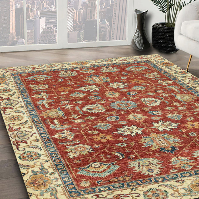 Abstract Red Oriental Rug in Family Room, abs2390