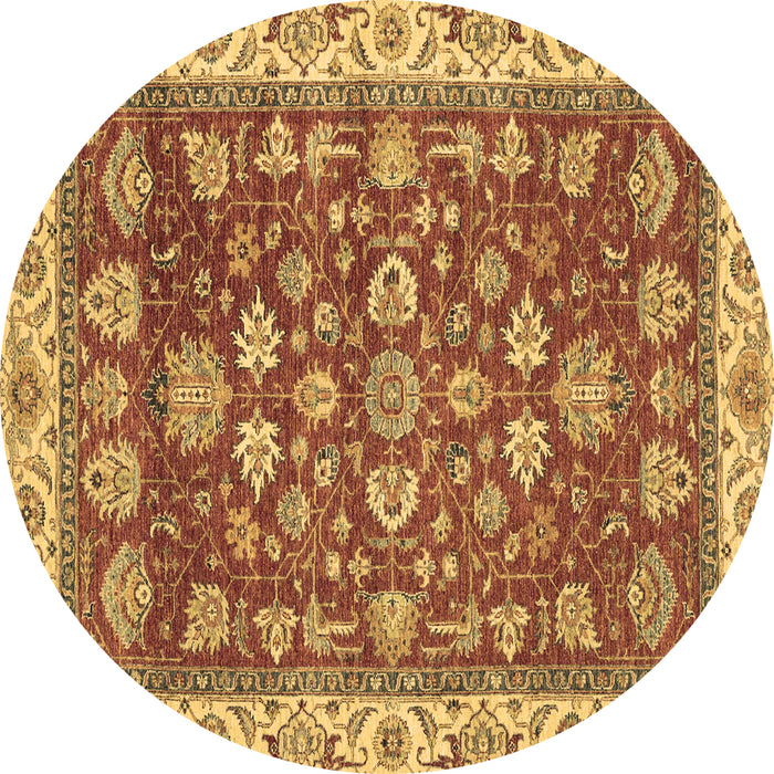 Round Oriental Brown Traditional Rug, abs2390brn