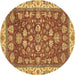 Round Oriental Brown Traditional Rug, abs2390brn