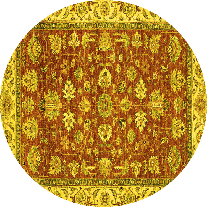 Round Oriental Yellow Traditional Rug, abs2390yw
