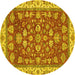 Round Oriental Yellow Traditional Rug, abs2390yw