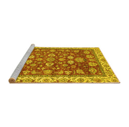 Sideview of Machine Washable Oriental Yellow Traditional Rug, wshabs2390yw