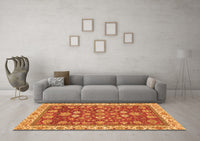 Machine Washable Oriental Orange Traditional Rug, wshabs2390org