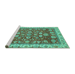 Sideview of Machine Washable Oriental Turquoise Traditional Area Rugs, wshabs2390turq