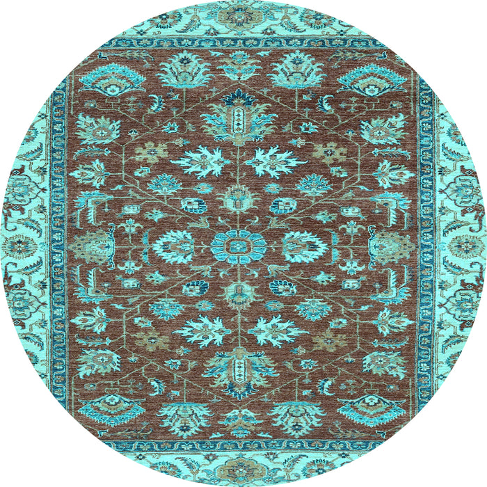 Round Oriental Light Blue Traditional Rug, abs2390lblu