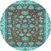 Round Oriental Light Blue Traditional Rug, abs2390lblu