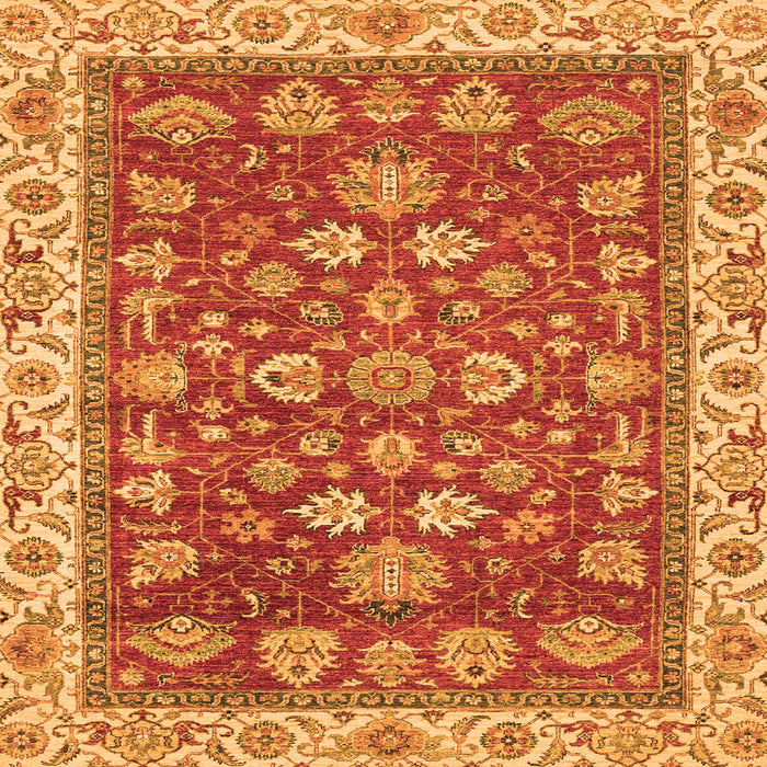 Square Oriental Orange Traditional Rug, abs2390org