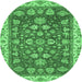 Round Oriental Emerald Green Traditional Rug, abs2390emgrn