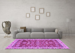 Machine Washable Oriental Purple Traditional Area Rugs in a Living Room, wshabs2390pur