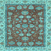 Square Machine Washable Oriental Light Blue Traditional Rug, wshabs2390lblu