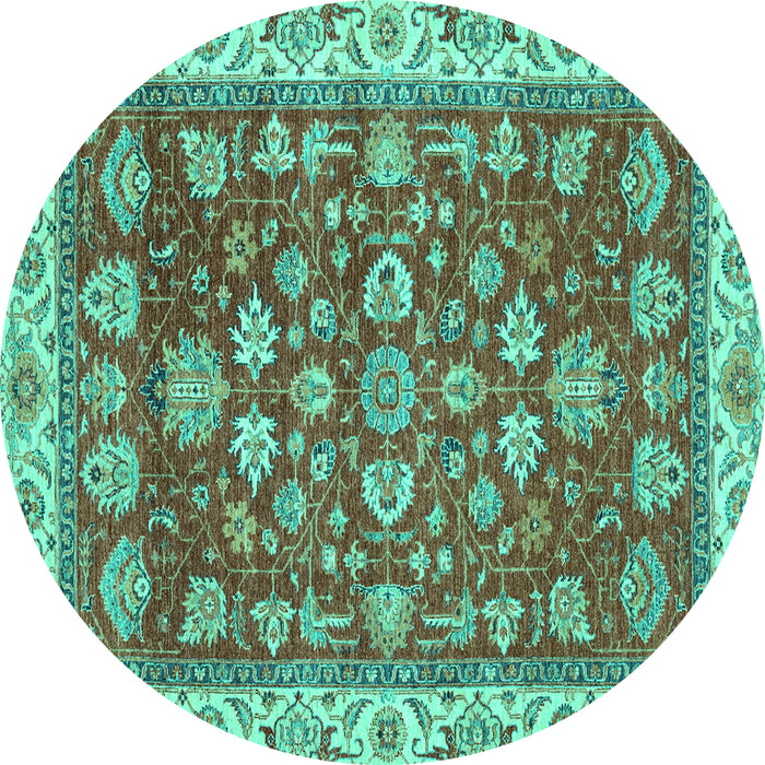 Round Oriental Turquoise Traditional Rug, abs2390turq
