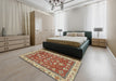 Abstract Red Oriental Rug in a Bedroom, abs2390