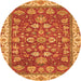 Round Oriental Orange Traditional Rug, abs2390org