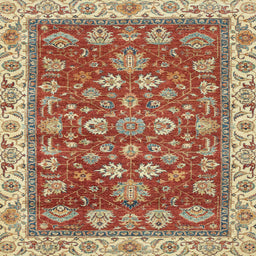Square Machine Washable Abstract Red Rug, wshabs2390