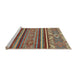 Sideview of Machine Washable Abstract Brown Red Rug, wshabs2391