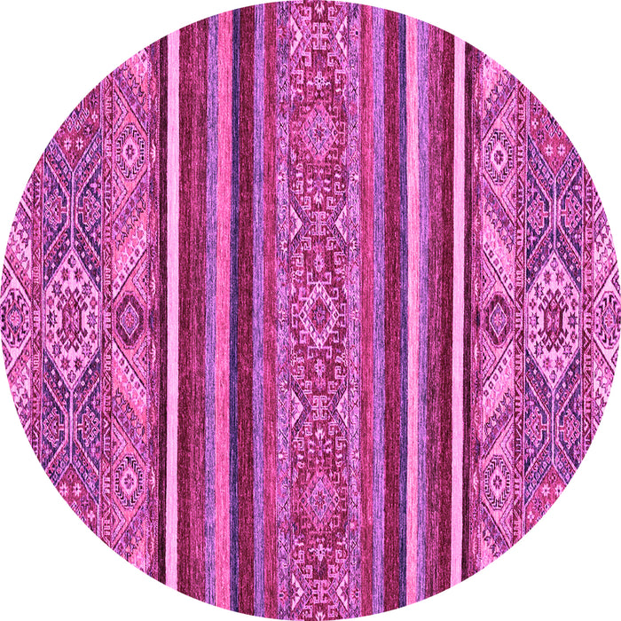Round Machine Washable Abstract Pink Modern Rug, wshabs2391pnk