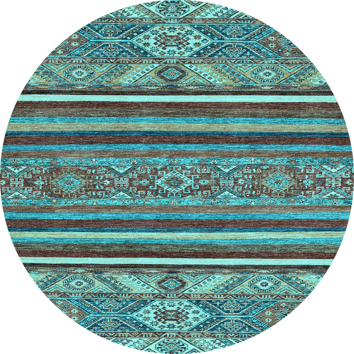 Round Machine Washable Abstract Light Blue Modern Rug, wshabs2391lblu