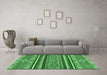 Machine Washable Abstract Emerald Green Modern Area Rugs in a Living Room,, wshabs2391emgrn