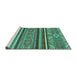 Sideview of Machine Washable Abstract Turquoise Modern Area Rugs, wshabs2391turq