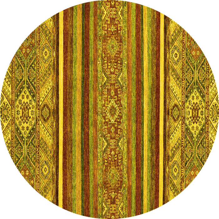 Round Machine Washable Abstract Yellow Modern Rug, wshabs2391yw