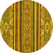 Round Machine Washable Abstract Yellow Modern Rug, wshabs2391yw