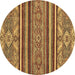 Round Machine Washable Abstract Brown Modern Rug, wshabs2391brn