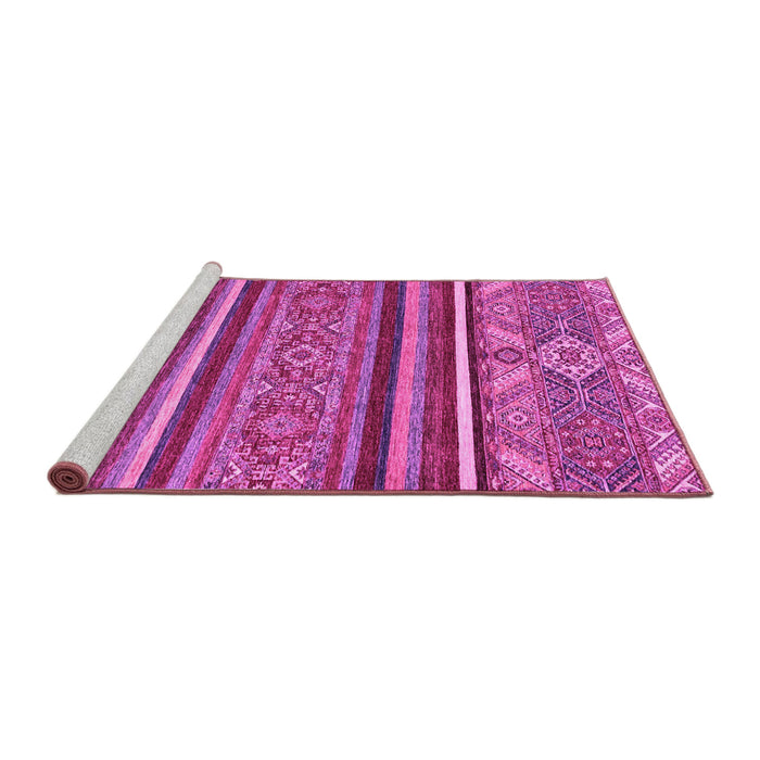Sideview of Machine Washable Abstract Pink Modern Rug, wshabs2391pnk