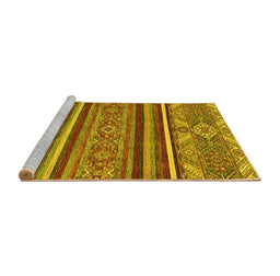 Sideview of Machine Washable Abstract Yellow Modern Rug, wshabs2391yw