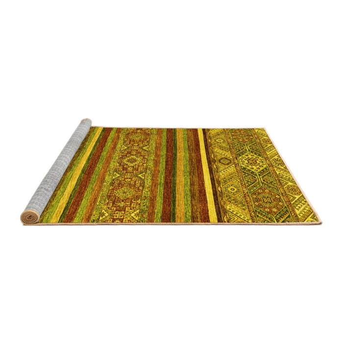 Sideview of Machine Washable Abstract Yellow Modern Rug, wshabs2391yw