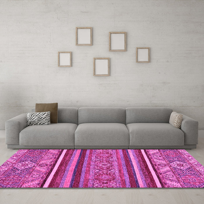 Machine Washable Abstract Pink Modern Rug in a Living Room, wshabs2391pnk