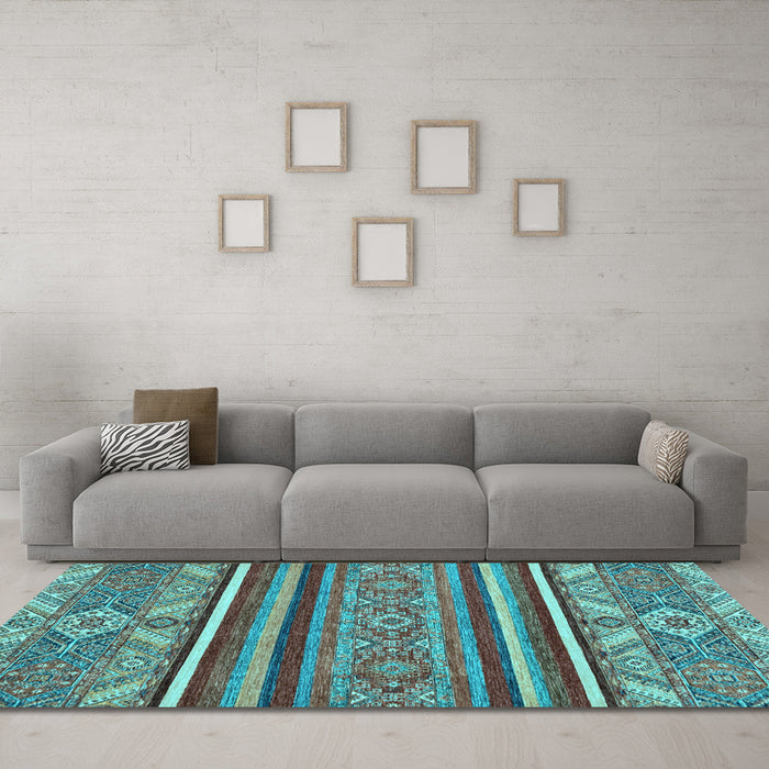 Machine Washable Abstract Light Blue Modern Rug in a Living Room, wshabs2391lblu