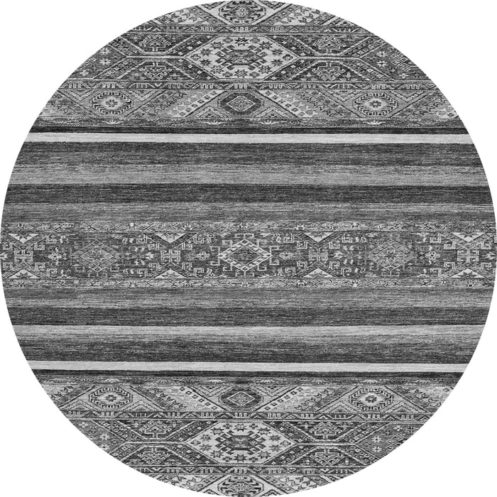 Round Machine Washable Abstract Gray Modern Rug, wshabs2391gry