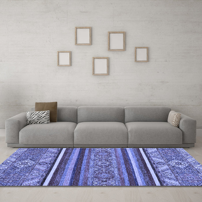 Machine Washable Abstract Blue Modern Rug in a Living Room, wshabs2391blu