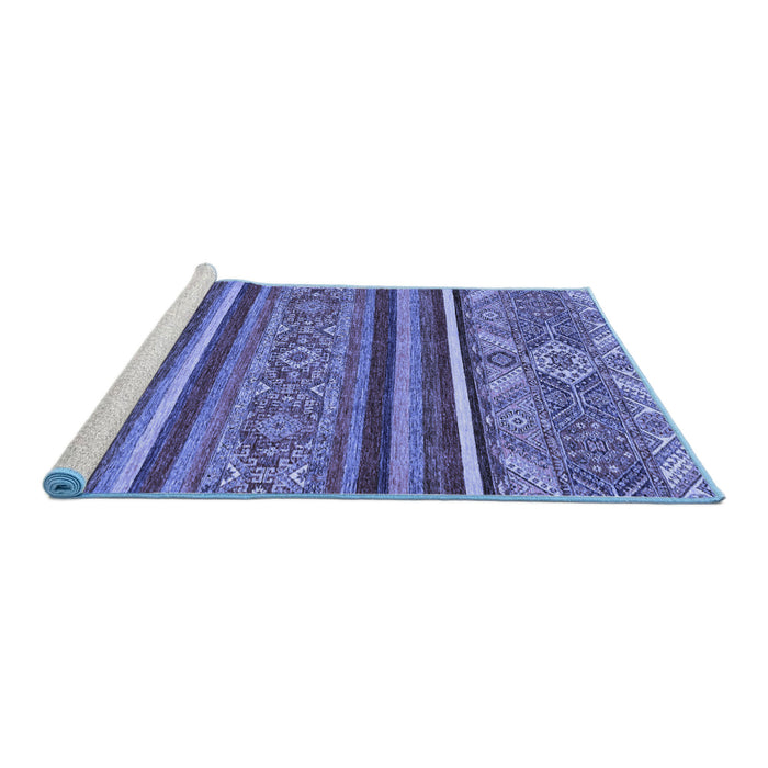 Sideview of Machine Washable Abstract Blue Modern Rug, wshabs2391blu