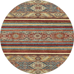 Round Machine Washable Abstract Brown Red Rug, wshabs2391