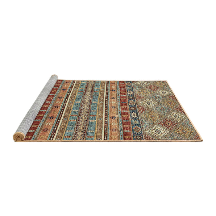 Sideview of Machine Washable Abstract Camel Brown Rug, wshabs2392
