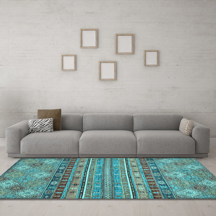 Machine Washable Abstract Light Blue Modern Rug in a Living Room, wshabs2392lblu