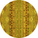 Round Abstract Yellow Modern Rug, abs2392yw