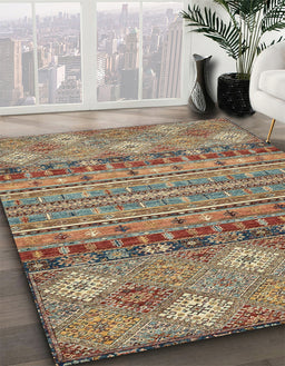 Abstract Camel Brown Modern Rug in Family Room, abs2392